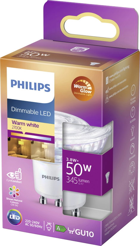 Philips Lighting 77423300 LED EEK F (A - G) GU10 Reflektor 3.8 W = 50 W Melegfehér (Ø x H) 5 cm x 5. 5. kép