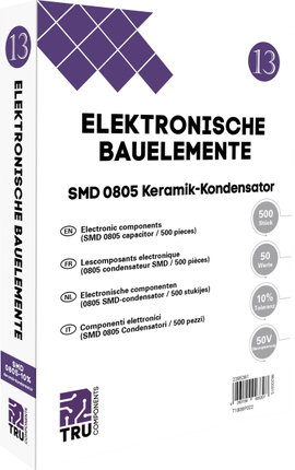 TRU COMPONENTS T1806P022 Kerámia kondenzátor készlet SMD 0805 50 V 10 % (H x Sz) 2.0 mm x 1.2 mm 500