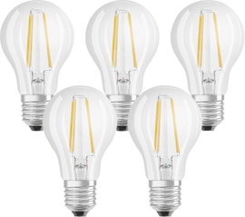 LED izzó készlet, hagyományos forma, A++, E27, 7 W=60 W, melegfehér, Ø60 x 105 mm, 5 db, Osram
