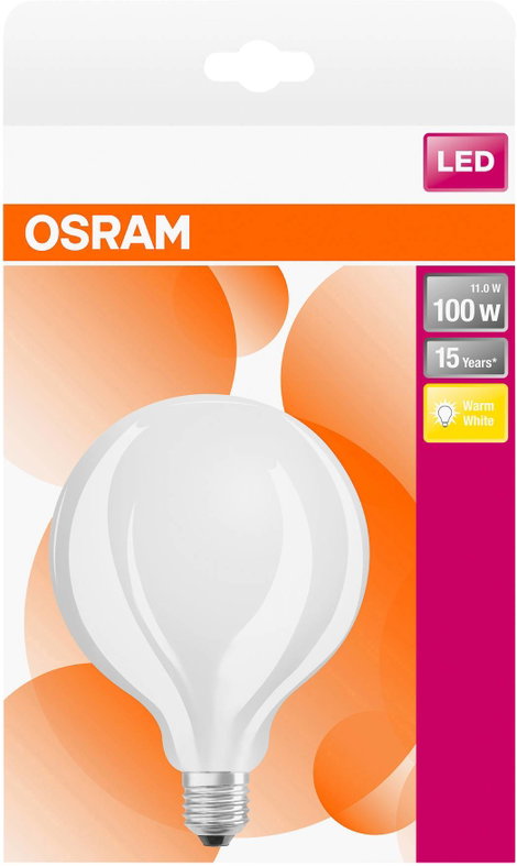 OSRAM 4058075269880 LED EEK D (A - G) E27 Gömb forma 11 W = 100 W Melegfehér (Ø x H) 124.0 mm x 168.