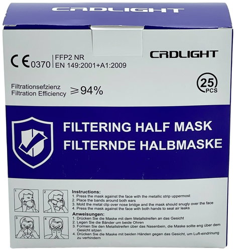 Finom por ellen védő maszk szelep nélkül FFP2 25 db, CRD Light CRDFFP2
