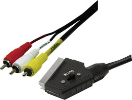 LogiLink SCART / RCA TV, vevő Csatlakozókábel [1x SCART dugó - 3x RCA dugó] Fekete