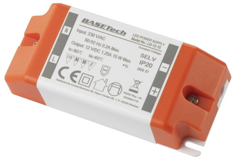 Basetech LD-12-15 LED transzformátor Állandó feszültségű 15 W 1.25 A Bútorhoz alkalmas, Túlfeszültsé 3. kép