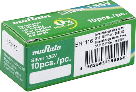 Murata Gombelem 366 1.55 V 10 db 30 mAh Ezüstoxid SR1116-PBWW