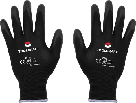 TOOLCRAFT TO-5621544 Poliészter, Poliuretnán Munkakesztyű Méret (kesztyű): 8 CAT II 1 pár