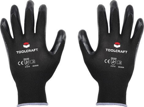 TOOLCRAFT TO-5621532 Poliészter, Nitril Munkakesztyű Méret (kesztyű): 9 CAT II 1 pár