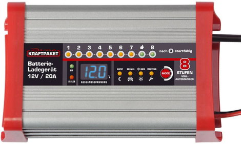 Teljesen automatikus akkutöltő kemping funkcióval 12 V 20 A, Dino KRAFTPAKET 136320 2. kép