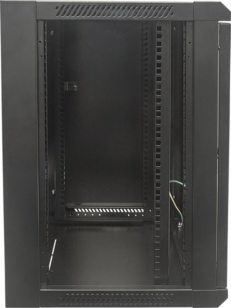 19&quot -os fali rackszekrény, hálózati szerverszekrény, zárható ajtóval 570 x 500 x 450 mm, fekete  3. kép