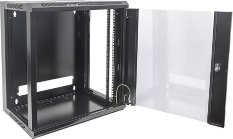 19&quot -os fali rackszekrény, hálózati szerverszekrény, zárható ajtóval 570 x 500 x 450 mm, fekete  5. kép