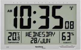 Techno Line WS 8013 Rádiójel vezérlésű Falióra 369 mm x 270 mm x 24 mm Ezüst Nagy kijelző