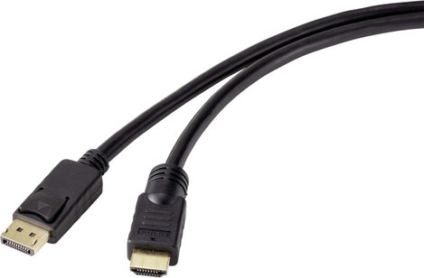 Renkforce Kijelző csatlakozó / HDMI Átalakító kábel DisplayPort dugó, HDMI-A dugó 20.00 m Fekete RF-