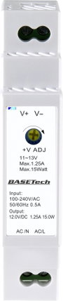 Basetech PSDS-15-12-2 Kalapsínes tápegység 12 V 1.25 A 15 W Kimenetek száma:1 x Tartalom, tartalmi e 2. bélyegkép