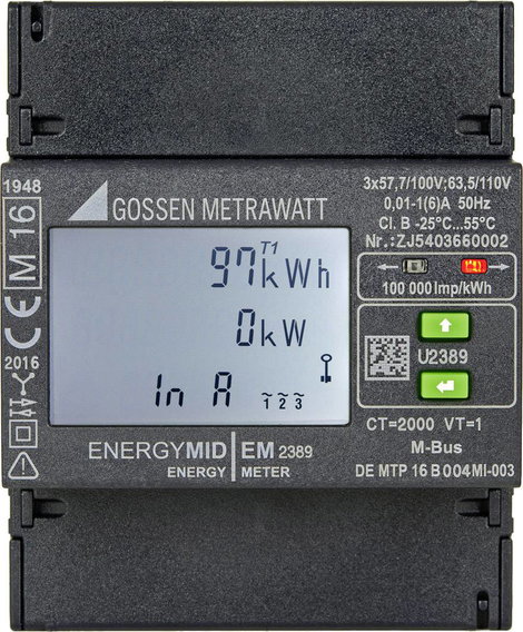 Gossen Metrawatt U2387-V022 Háromfázisú fogyasztásmérő átalakító csatlakozóval digitális MID konform 2. kép