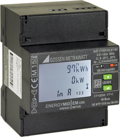 Gossen Metrawatt U2387-V022 Háromfázisú fogyasztásmérő átalakító csatlakozóval digitális MID konform 3. kép