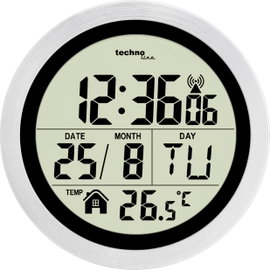 Rádiójel vezérlésű digitális fürdőszobai falióra 14,7 x 7,9 cm, ezüst, Techno Line WT3005