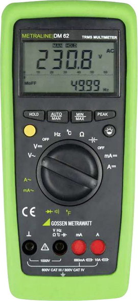 Gossen Metrawatt METRALINE DM 62 Kézi multiméter digitális CAT III 600 V, CAT IV 300 V Kijelző (digi