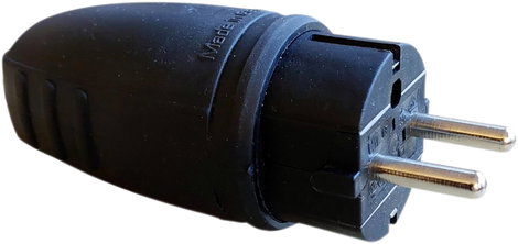 Szerelhető hálózati dugó, gumi, 230 V, fekete, IP44, 173016008