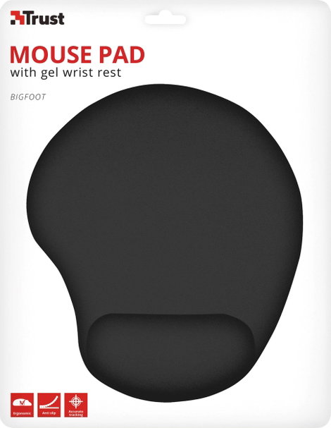Trust Bigfoot Gel Egérpad csuklótámasszal Ergonómikus Fekete 2. kép