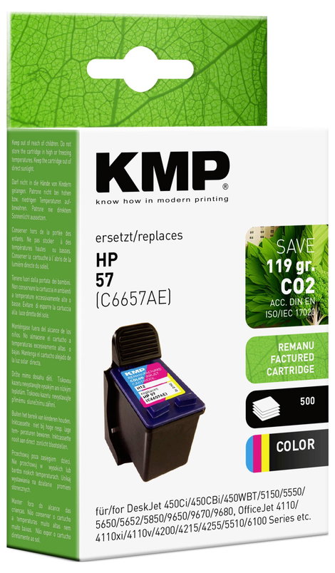 KMP Tinta helyettesíti HP 57, C6657AE Kompatibilis Cián, Bíbor, Sárga H12 0995,4570 2. kép