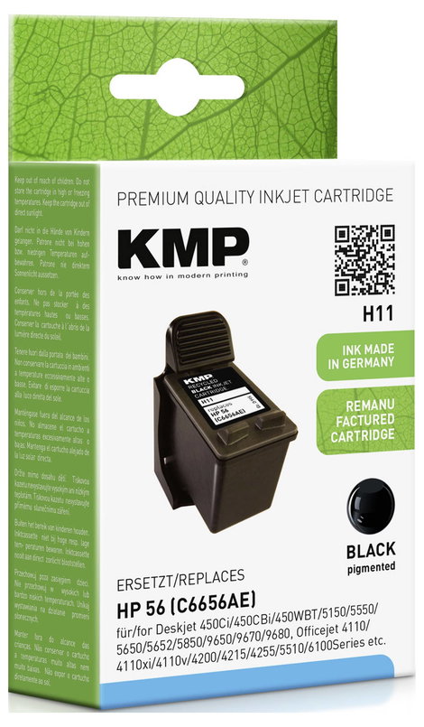 KMP Tinta helyettesíti HP 56, C6656AE Kompatibilis Fekete H11 0995,4561 2. kép