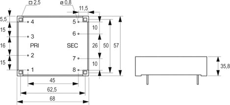 Block FL 30/18 Nyomtatott áramköri transzformátor 2 x 115 V 2 x 18 V/AC 30 VA 833 mA 2. kép