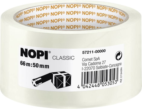 Nopi Packband Classic 57211 Csomagolószalag Átlátszó (H x Sz) 66 m x 50 mm 1 db