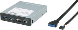 Akasa neu 4 port USB 3.2-USB 2.0 előlapi rekesz hub Fekete