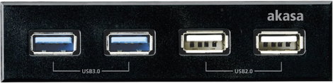 Akasa neu 4 port USB 3.2-USB 2.0 előlapi rekesz hub Fekete 3. kép