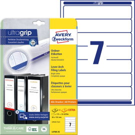 Avery-Zweckform Mappa etikett L4760-25 38 x 192 mm Papír Fehér Véglegesen tapadó 210 db