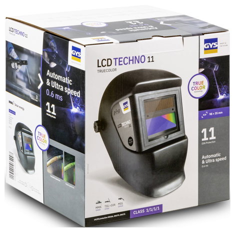 GYS LCD TECHNO 11 TRUE COLOR 064997 Hegesztő védőpajzs EN 166, EN 175, EN 379 Fekete 6. kép