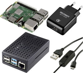 TRU COMPONENTS Pure Set Raspberry Pi® 3 B+ 1 GB 4 x 1.4 GHz Tápegységgel, Házzal