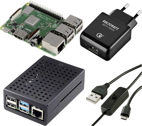 TRU COMPONENTS Pure Set Raspberry Pi® 3 B+ 1 GB 4 x 1.4 GHz Tápegységgel, Házzal