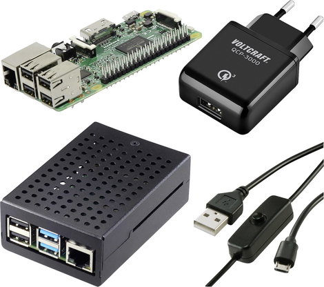 TRU COMPONENTS Pure Set Raspberry Pi® 3 B 1 GB 4 x 1.2 GHz Tápegységgel, Házzal