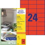 Avery-Zweckform 3448 Univerzális etikett 70 x 37 mm Papír Piros 2400 db Véglegesen tapadó Tintasugar bélyegkép