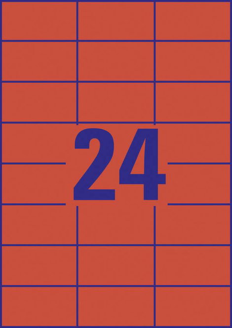 Avery-Zweckform 3448 Univerzális etikett 70 x 37 mm Papír Piros 2400 db Véglegesen tapadó Tintasugar 4. kép