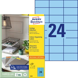 Avery-Zweckform 3449 Univerzális etikett 70 x 37 mm Papír Kék 2400 db Véglegesen tapadó Tintasugaras
