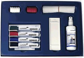 Legamaster STARTER Kit 7-125000 Táblafilc Fekete, Kék, Piros, Zöld Táblatörlővel, tisztítószerrel, m