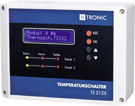 Multifunkciós 2 csatornás hőmérsékletkapcsoló -55 - 125 °C, H-Tronic TS 2125