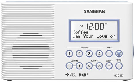 Sangean H203 Fürdőszobai rádió DAB+, URH Zseblámpa, Vízálló Fehér 2. kép
