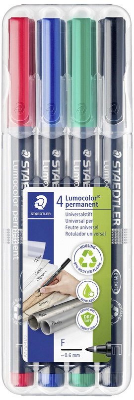 Staedtler Folienstift Lumocolor® permanent 318 318 WP4 Permanent marker Különböző színű Vízálló: Ige