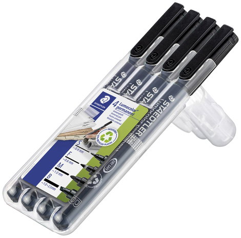 Staedtler Lumocolor permanent S F M B DRY SAFE 31-9WP4GS Permanent marker Fekete Vízálló: Igen 2. kép