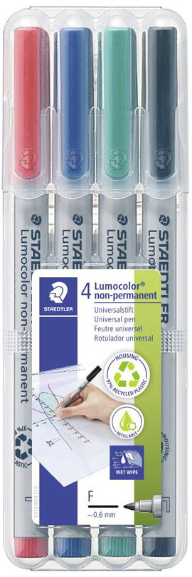 Staedtler Alkoholos filc Lumocolor® Piros, Kék, Zöld, Fekete 316 WP4