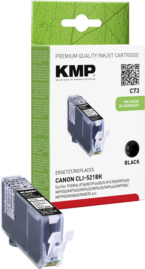 KMP Tinta helyettesíti Canon CLI-521BK Kompatibilis Fotó fekete C73 1509,0001