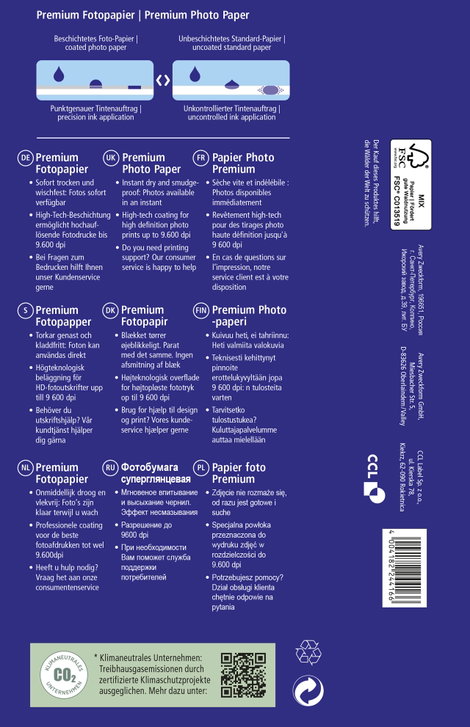 Avery-Zweckform Premium Photo Paper Inkjet C2550-50 Fénykép papír 10 x 15 cm 250 g/m² 50 lap Magasfé 2. kép