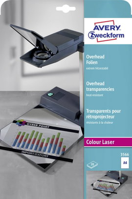 Avery-Zweckform 3566 Overhead-Projektor fólia DIN A4 Lézernyomtató, Színes lézernyomtatás, Másoló, S