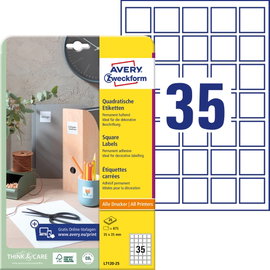 Avery-Zweckform L7120-25 QR kód etikett 35 x 35 mm Papír Fehér 875 db Véglegesen tapadó Tintasugaras