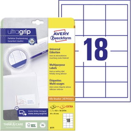 Avery-Zweckform 6171 64 x 45 mm Papír Fehér 540 db Véglegesen tapadó Univerzális etikett Tinta, Léze