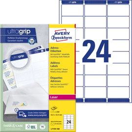Avery-Zweckform L7159-100 Cím etikett 63.5 x 33.9 mm Papír Fehér 2400 db Véglegesen tapadó Tintasuga