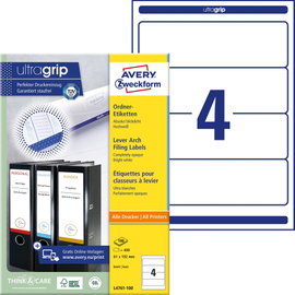 Avery-Zweckform Mappa etikett L4761-100 61 x 192 mm Papír Fehér Véglegesen tapadó 400 db