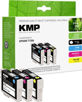 KMP Tinta helyettesíti Epson T1302, T1303, T1304 Kompatibilis Kombinált csomag Cián, Bíbor, Sárga E1
